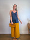 Bryn Walker Wide Leg Pull On Linen Pants in Mustard (Size M/L)