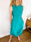 COS Silk Sleeveless Bubble Midi Dress in Teal (Size XS)