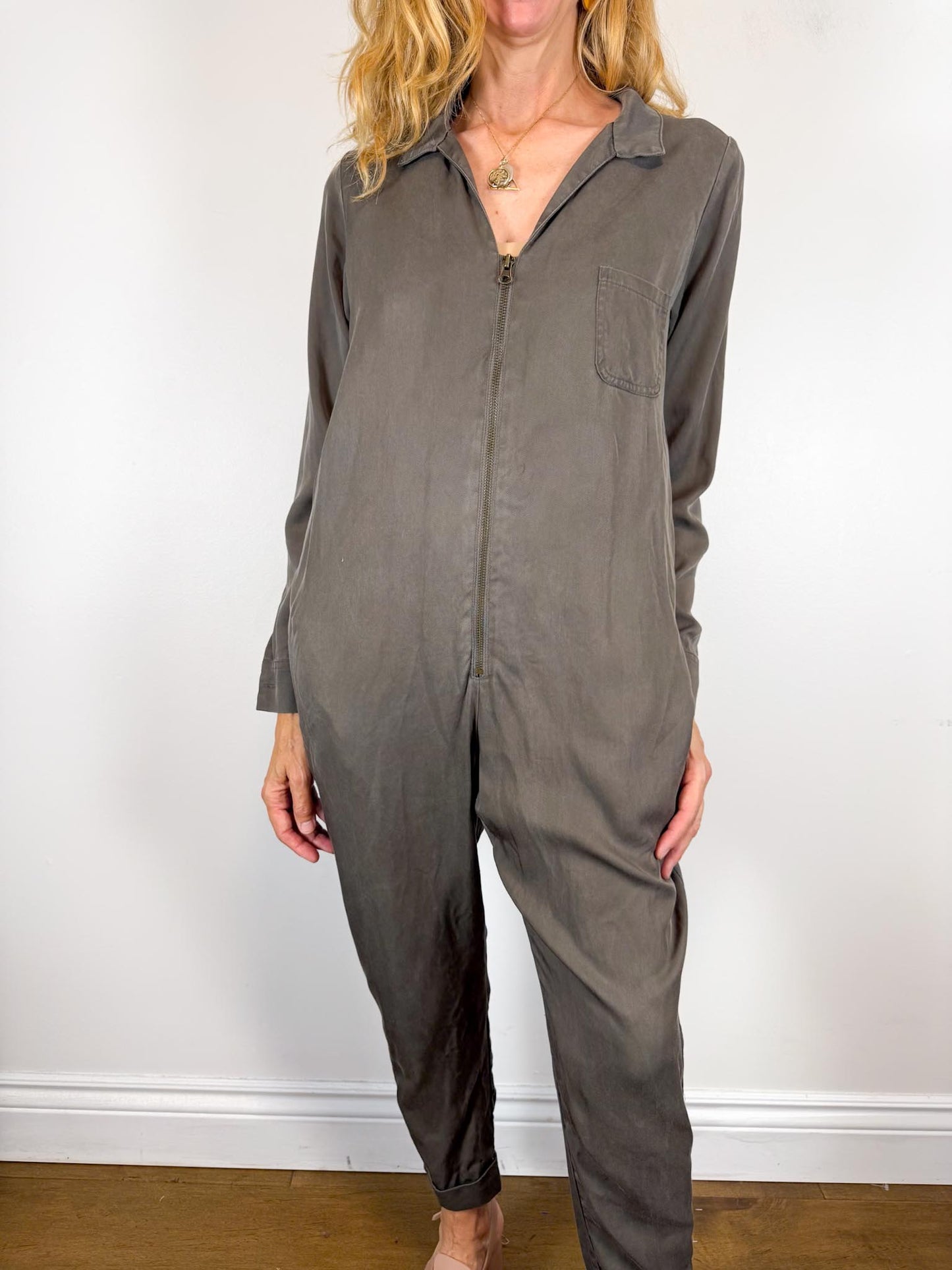 Smash & Tess Coverall Tencel Jumpsuit in Olive (Size S)