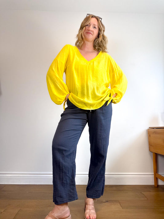 Anthropologie Maeve Yellow Blouse (Size XL)