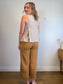 Kit & Ace Striped V-Neck Tank in Brown & White (Size L)