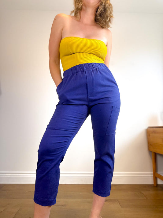Cape Cove Sustainable Pull On Trousers in Blue (Size M)