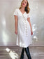 Madewell "Button-Wrap Linen Midi Dress in White" (Size 12)