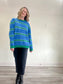 Esc Striped Knit Crewneck in Blue/Green (Size L)