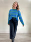 Esc Striped Knit Crewneck in Blue/Green (Size L)