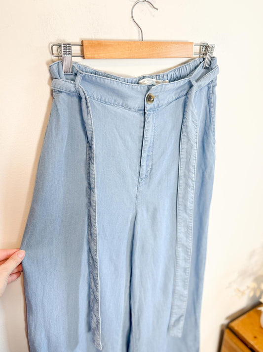 Contemporaine Simon's Pull On Wide Leg Tencel Pants in Blue (Size S)