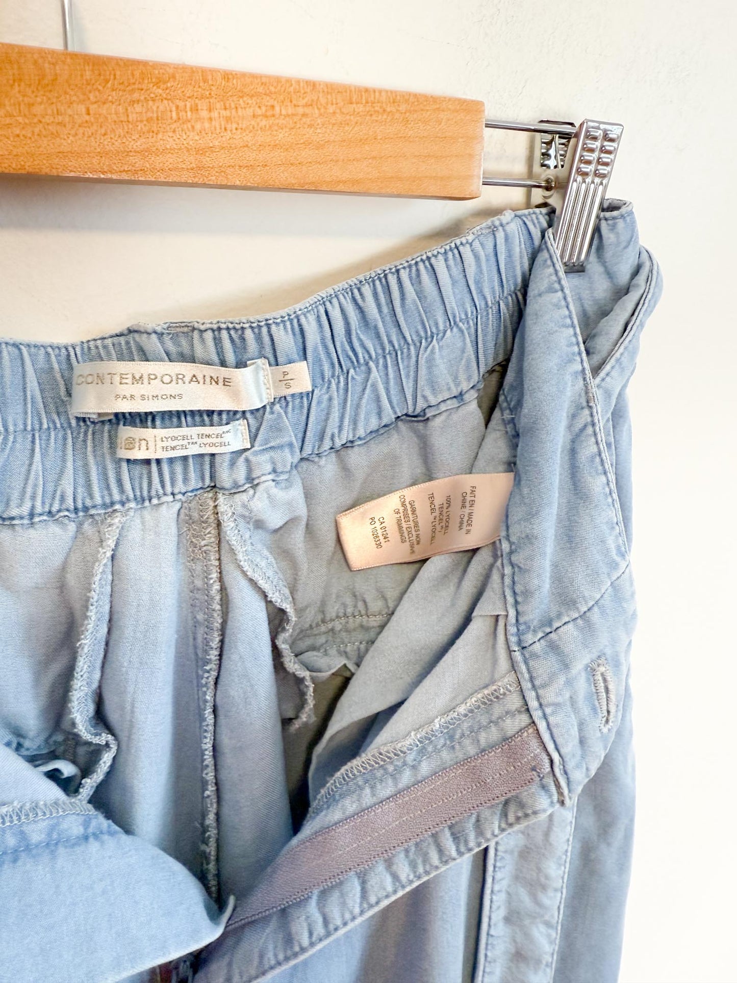 Contemporaine Simon's Pull On Wide Leg Tencel Pants in Blue (Size S)