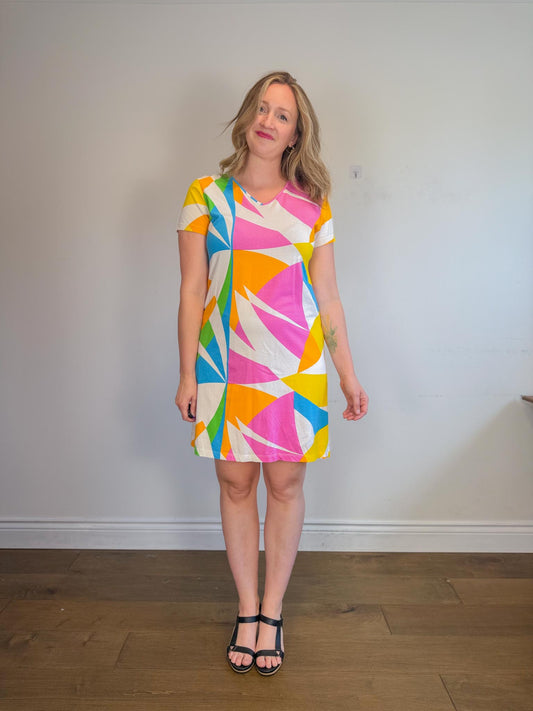 Vintage Marimekko Abstract Print Dress (Size L)