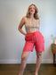 Eileen Fisher "Puckered Organic Linen Shorts in Punk Gingham" (Size M)