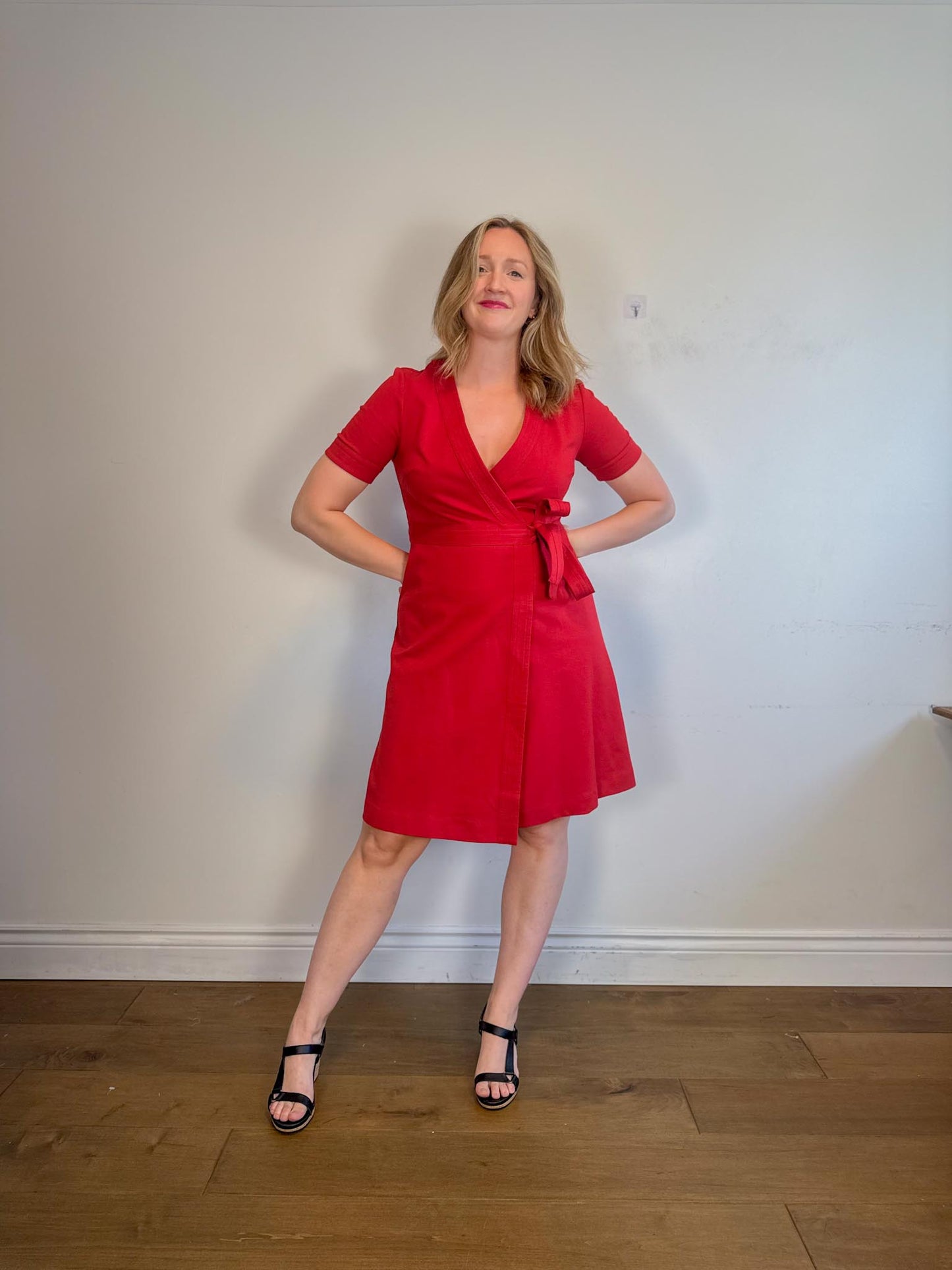 Boden Wrap Dress in Red (Size L)