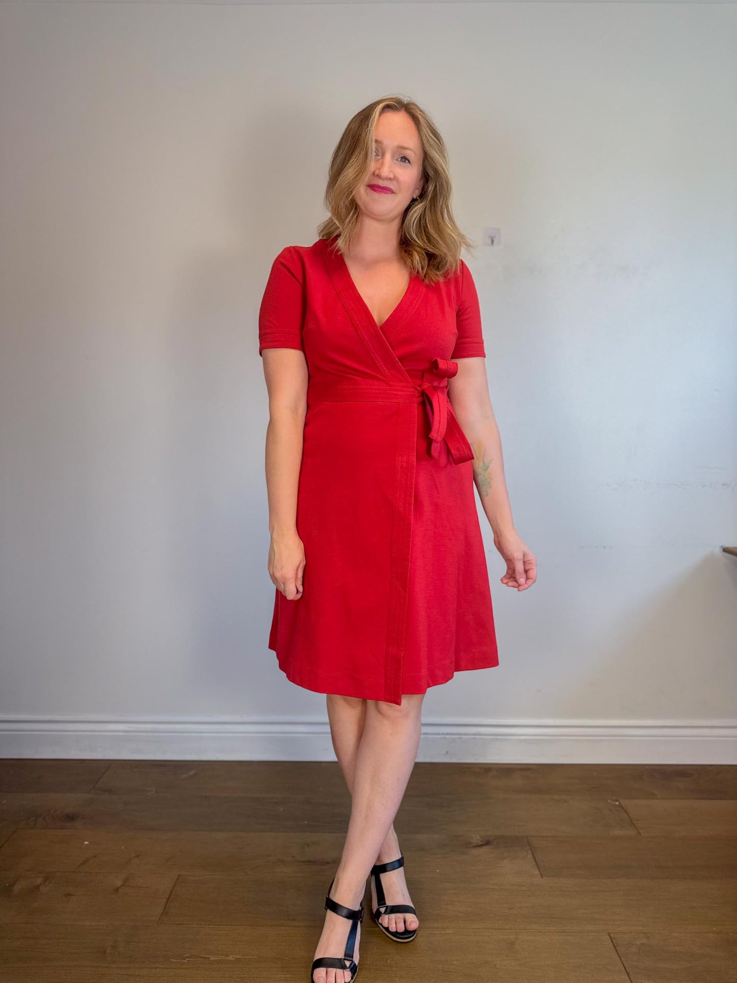 Boden Wrap Dress in Red (Size L)