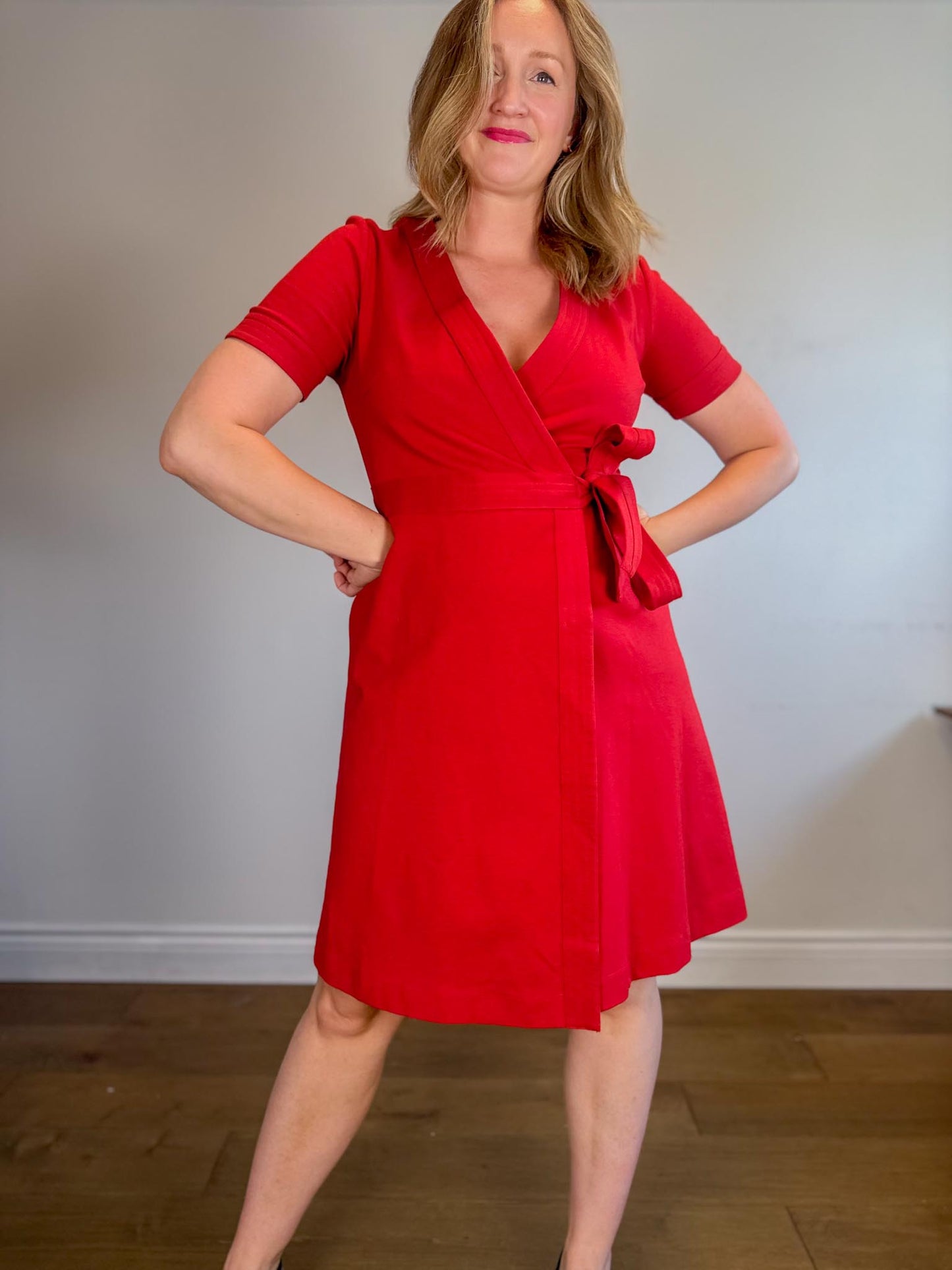 Boden Wrap Dress in Red (Size L)