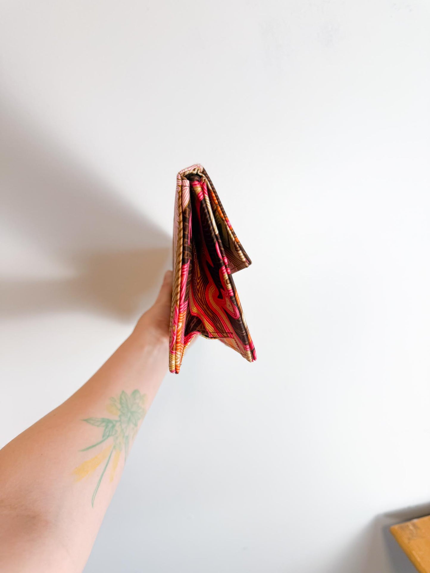 Pineda Covalin Patterned Clutch in Pink/Orange/Brown