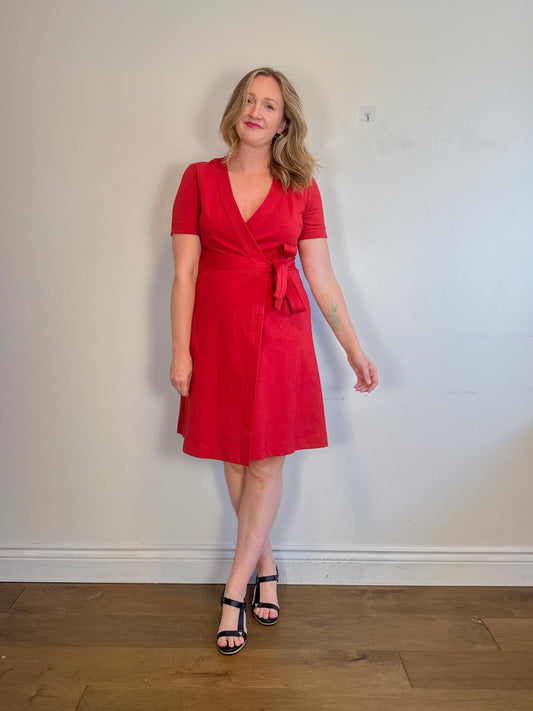 Boden Wrap Dress in Red (Size L)
