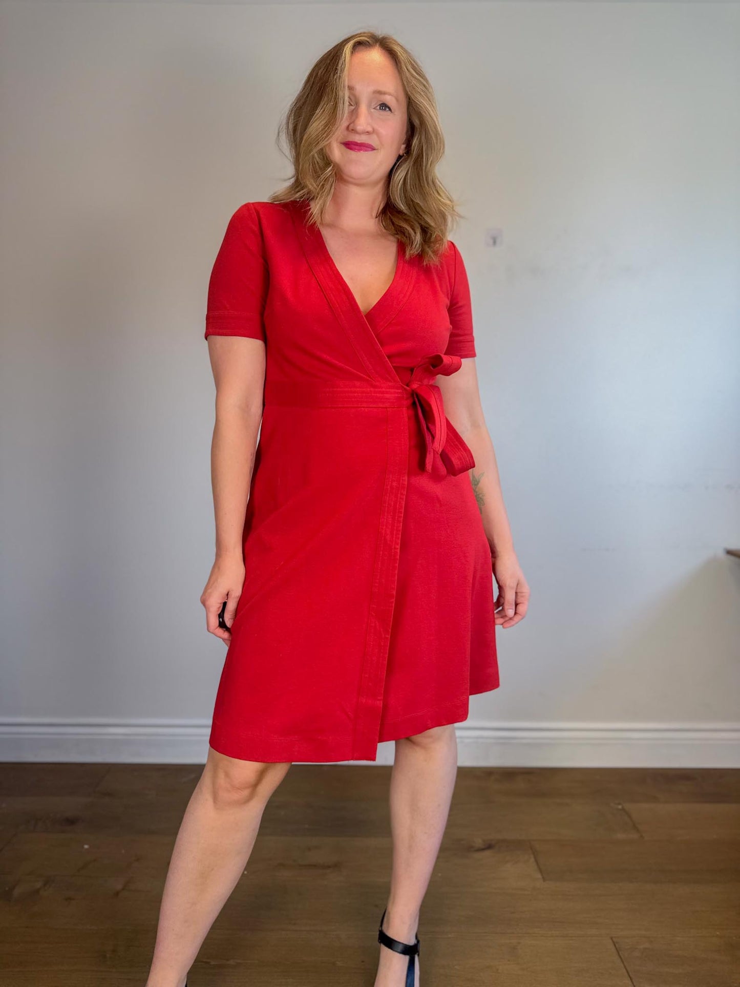 Boden Wrap Dress in Red (Size L)
