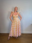Anthropologie "Maeve Linen Blend Flutter-Sleeve A-Line Midi Dress in Pastel Plaid" (Size S)