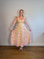 Anthropologie "Maeve Linen Blend Flutter-Sleeve A-Line Midi Dress in Pastel Plaid" (Size S)