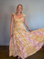 Anthropologie "Maeve Linen Blend Flutter-Sleeve A-Line Midi Dress in Pastel Plaid" (Size S)