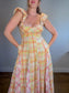 Anthropologie "Maeve Linen Blend Flutter-Sleeve A-Line Midi Dress in Pastel Plaid" (Size S)