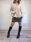 Vince Funnel Neck Cotton Blend Sweater in Heathered Beige (Size XXL)