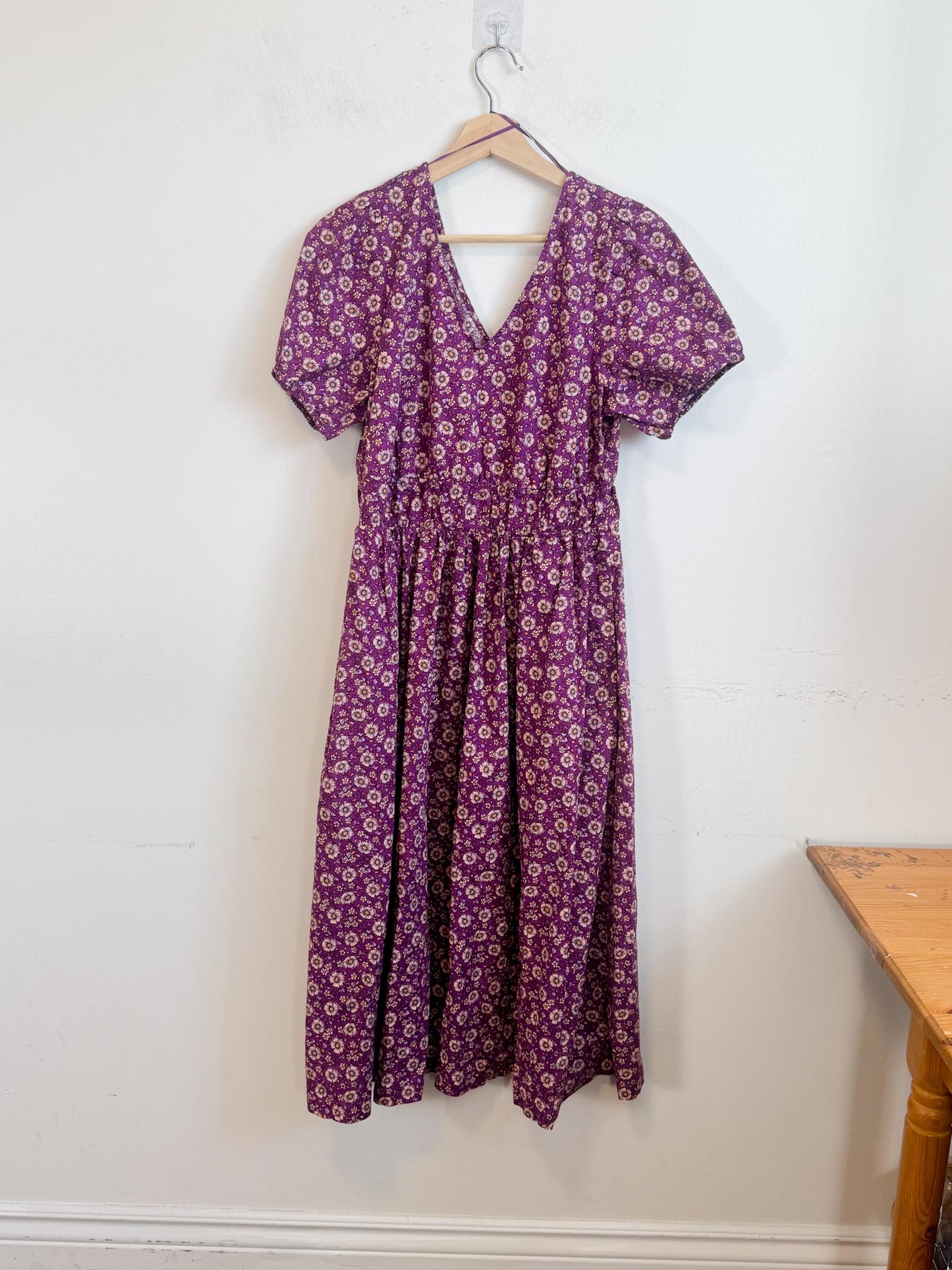 J.Crew Poplin Cotton Midi Dress in Purple Floral (Size 10)