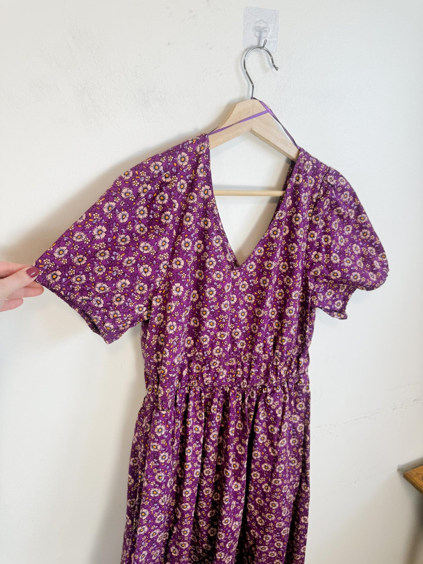 J.Crew Poplin Cotton Midi Dress in Purple Floral (Size 10)