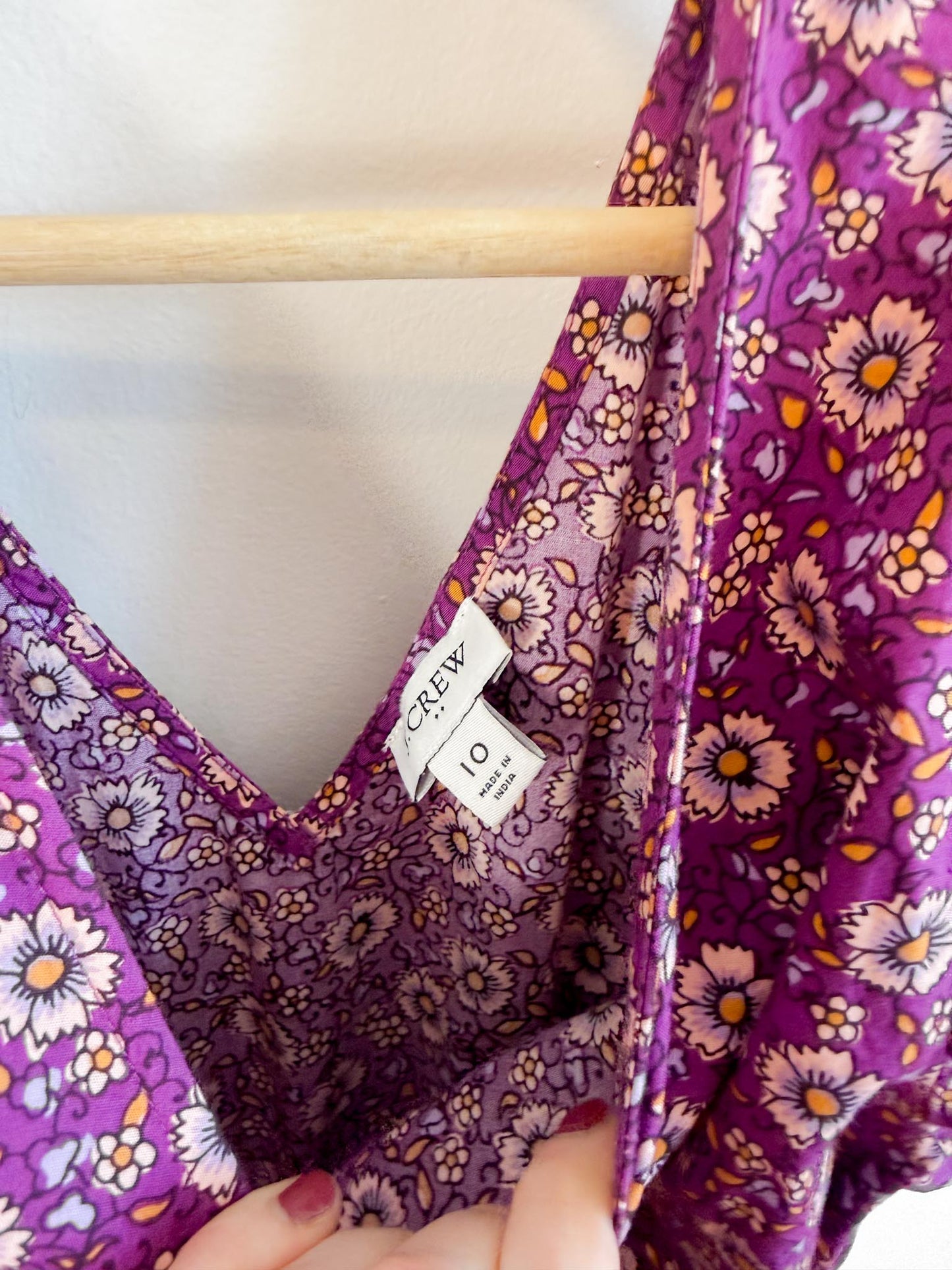 J.Crew Poplin Cotton Midi Dress in Purple Floral (Size 10)