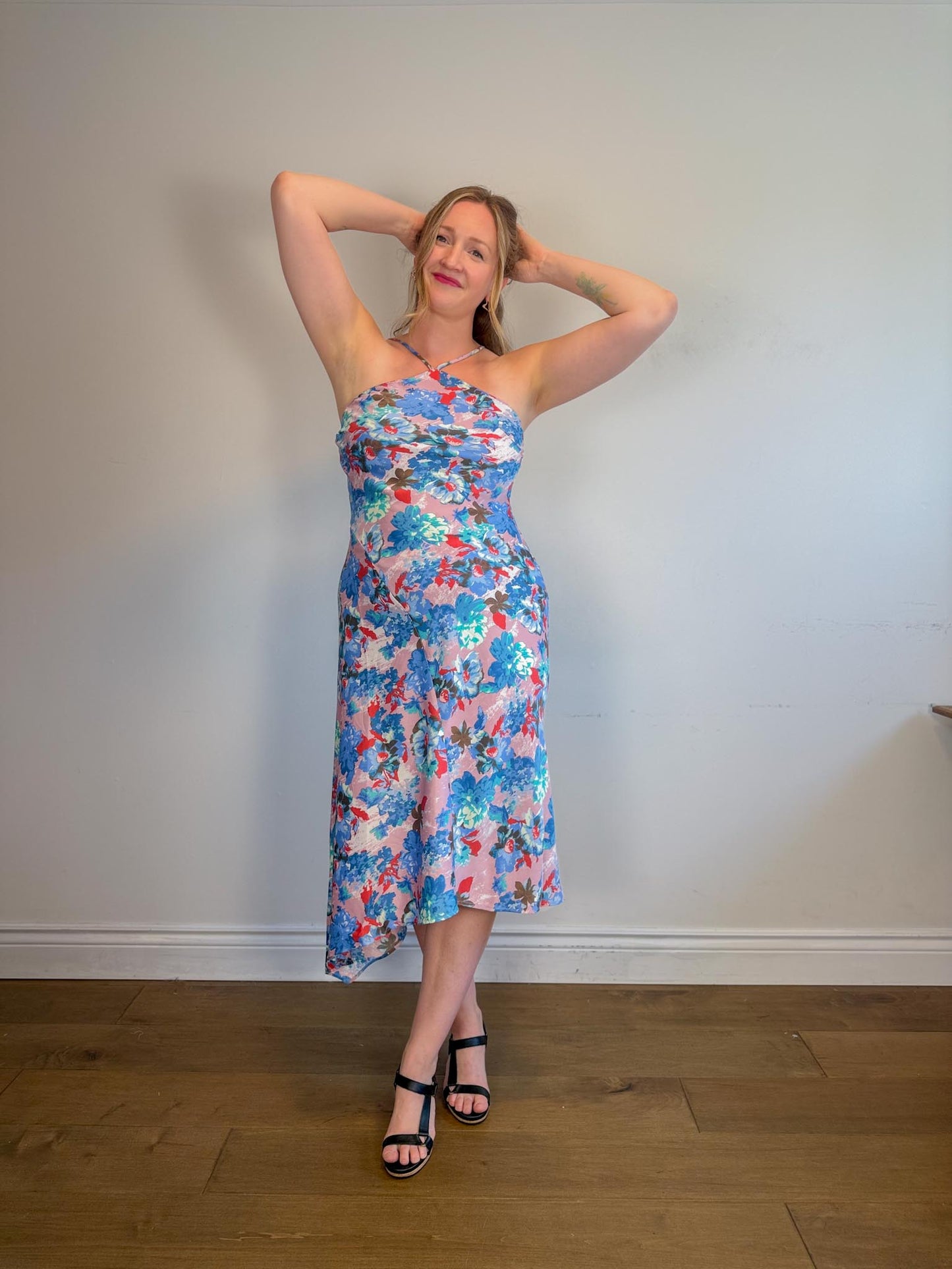 Anthropologie "Halter Midi Slip Dress in Floral" NWT (Size M)