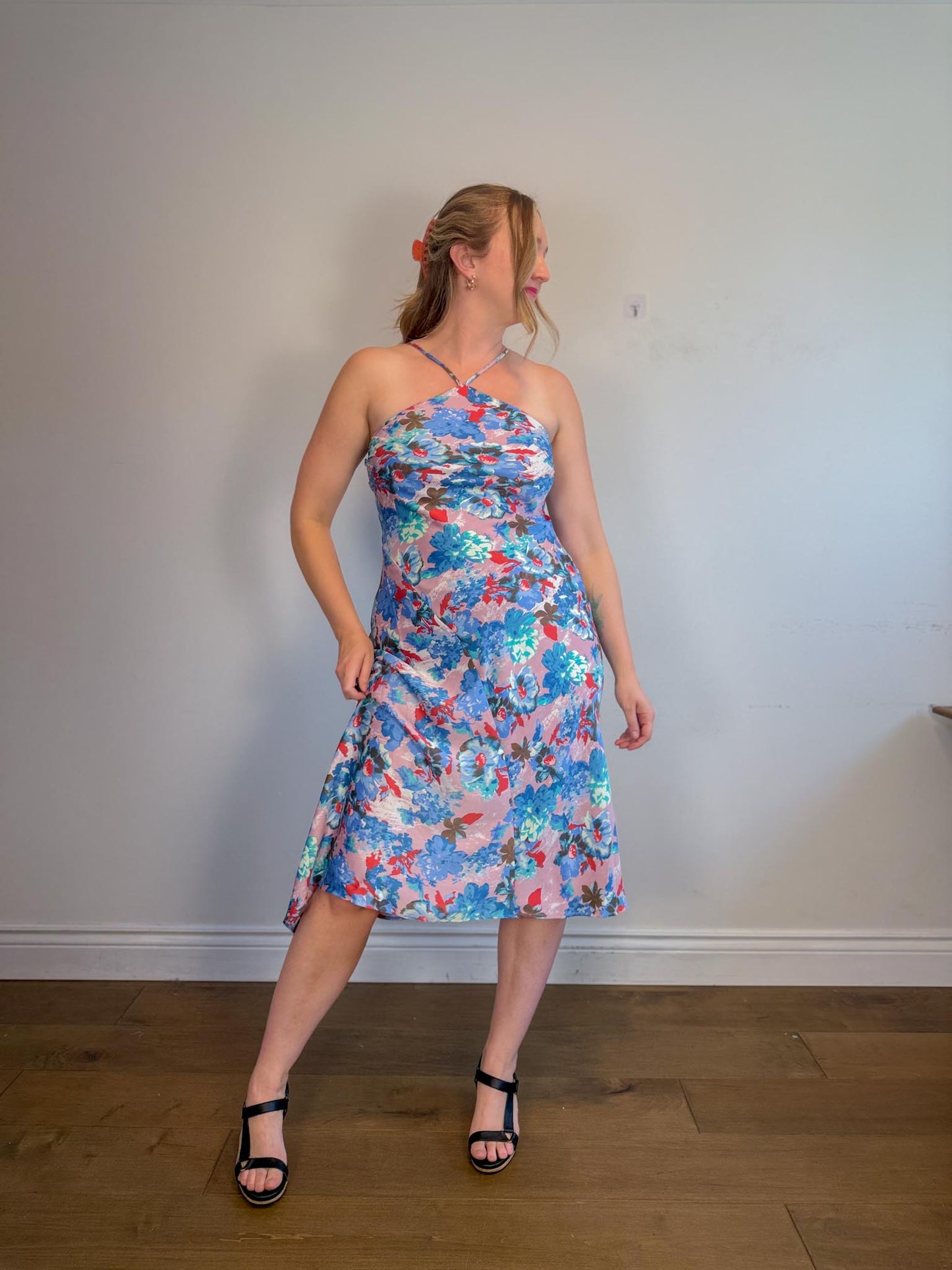 Anthropologie "Halter Midi Slip Dress in Floral" NWT (Size M)