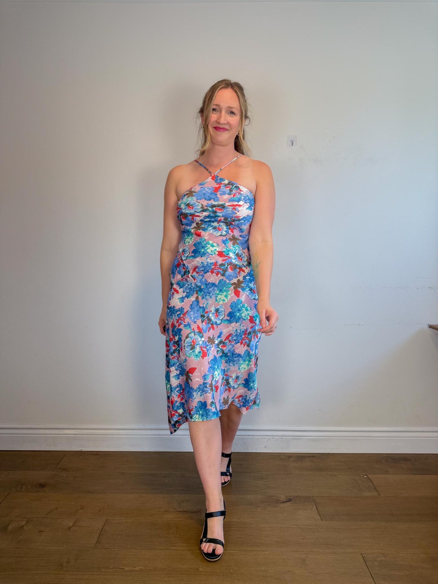 Anthropologie "Halter Midi Slip Dress in Floral" NWT (Size M)