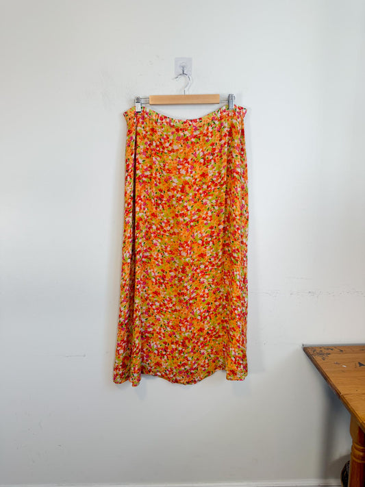 Vintage Floral Midi Skirt (Size L/XL)