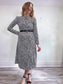 Judith & Charles Long Sleeve Midi Dress in Black/White Print (Size S/M)