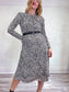 Judith & Charles Long Sleeve Midi Dress in Black/White Print (Size S/M)