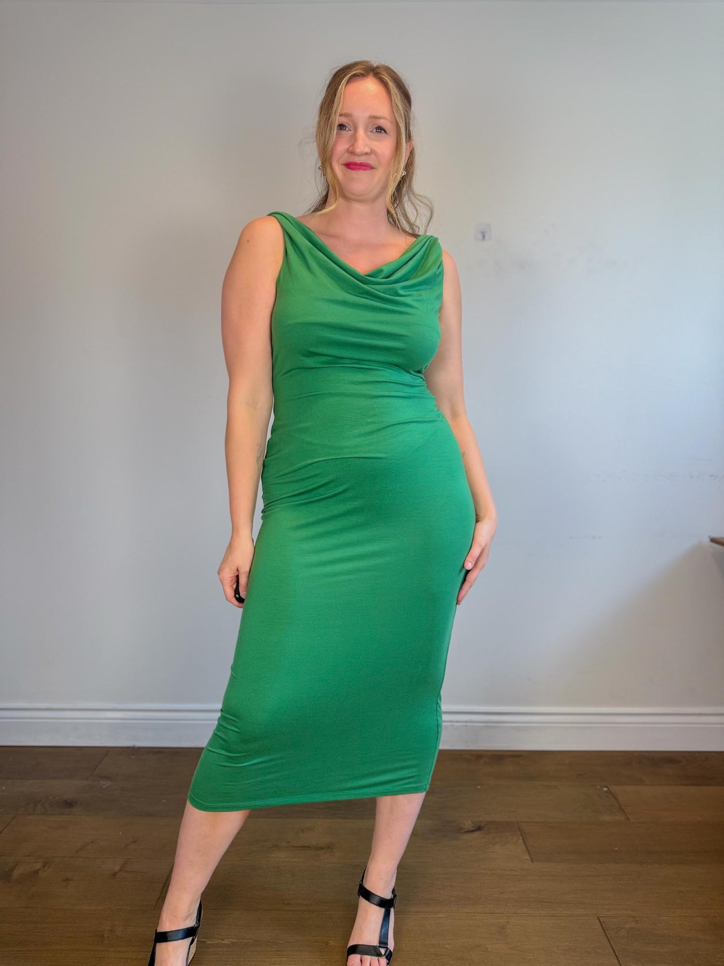 Reformation "Jamen Knit Dress in Kelly Green" (Size L)