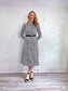 Judith & Charles Long Sleeve Midi Dress in Black/White Print (Size S/M)