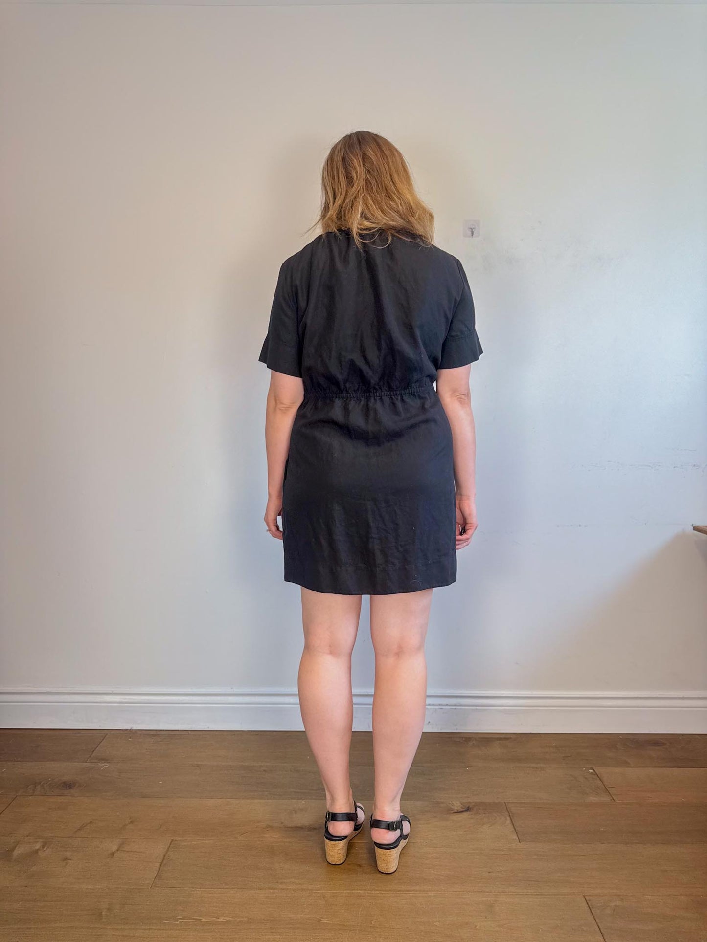 COS Linen Wrap Mini Dress in Black (Size S-L)