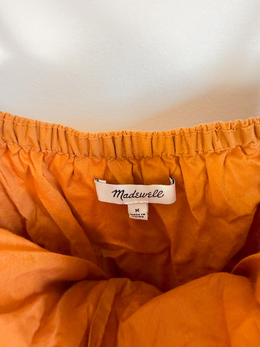 Madewell "Eyelet Cold Shoulder Dress in Burnt Orange" (Size M)