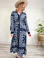 InWear Copenhagen Blue Print Long Sleeve Shirt Dress (Size L)