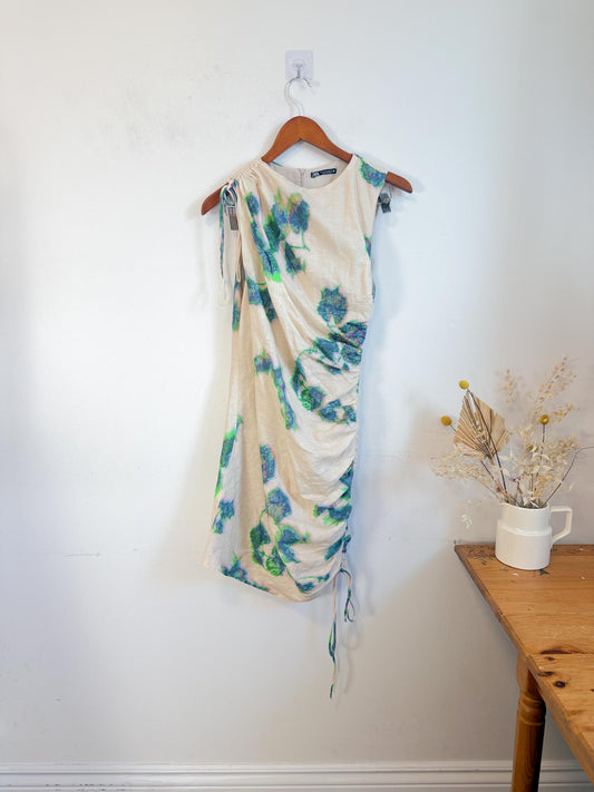 Zara Sleeveless Ruched Mini Dress (Size M)