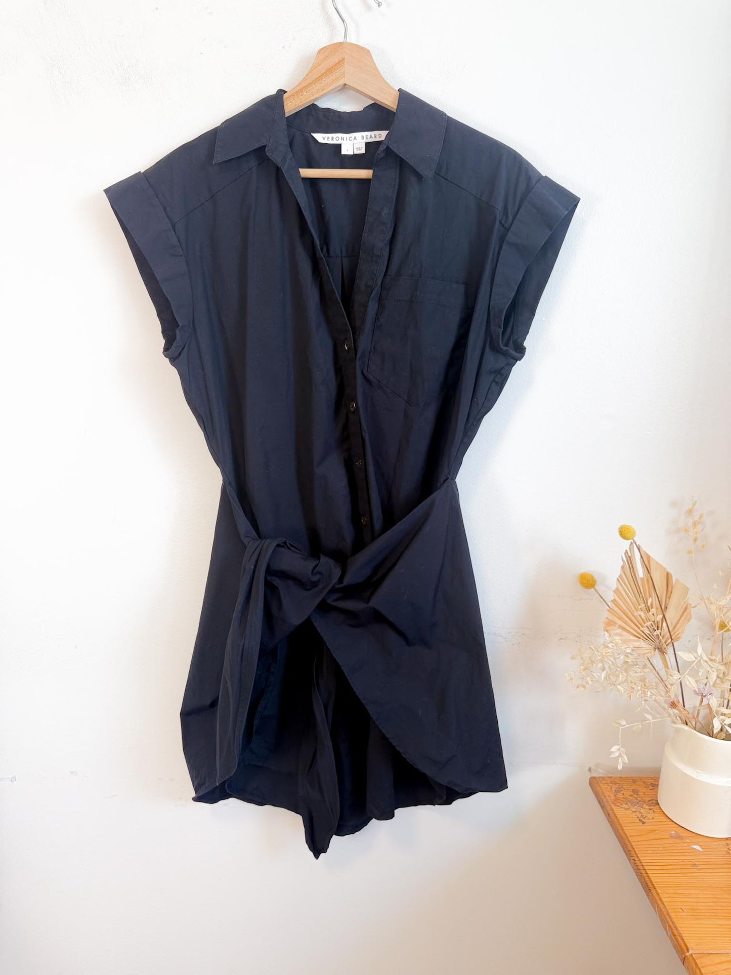 Veronica Beard "Aimee cotton-blend shirt dress in Black" (Size S/M)