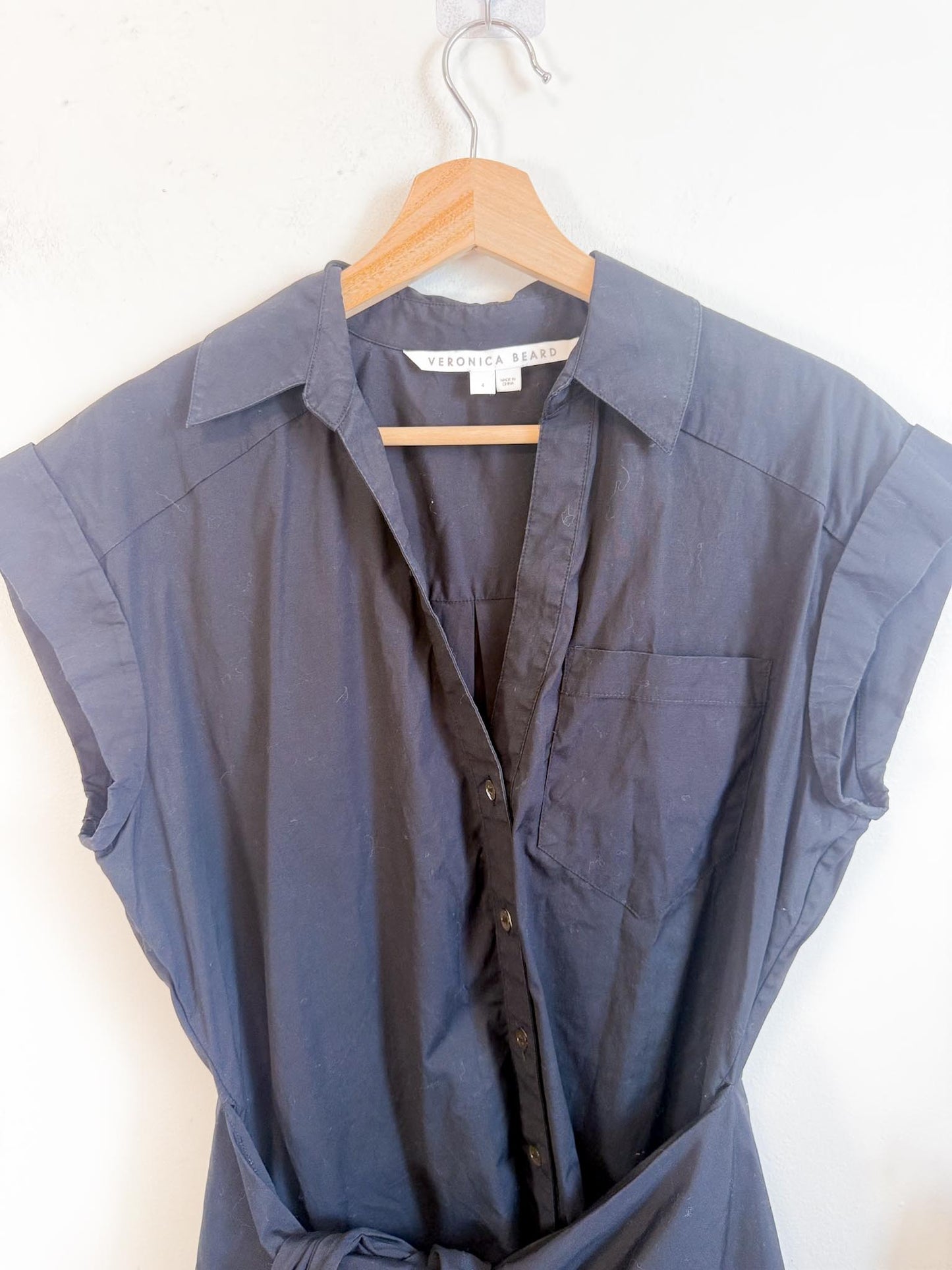 Veronica Beard "Aimee cotton-blend shirt dress in Black" (Size S/M)