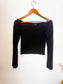 Reformation Off the Shoulder Cropped Long Sleeve Top in Black (Size S)