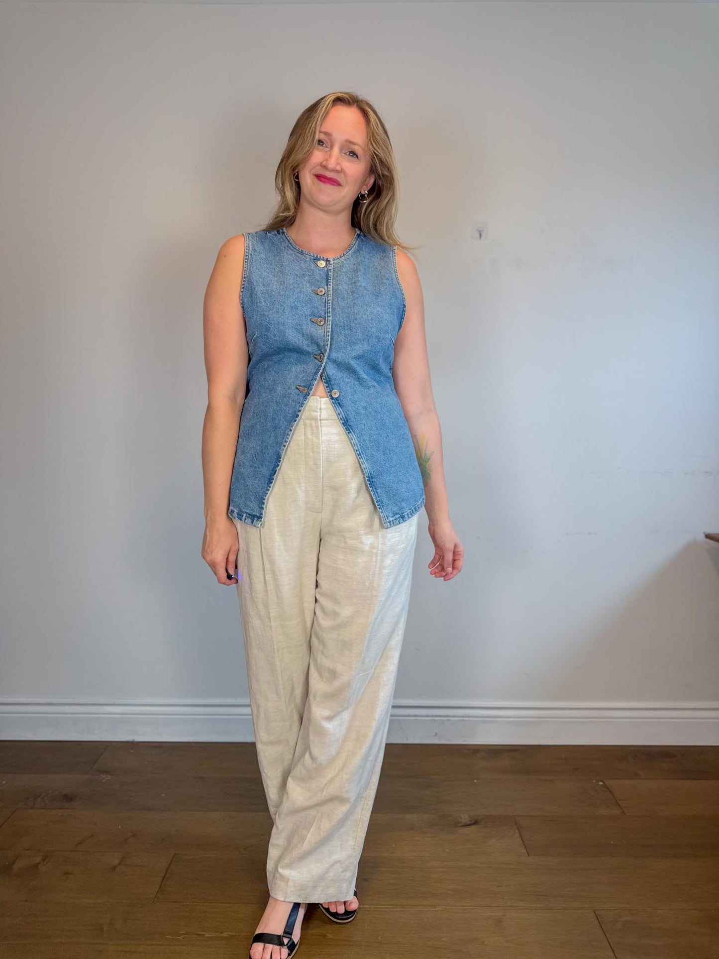 Aritzia Wilfred "The Effortless Pant in Linen Oatmeal" (Size 14)