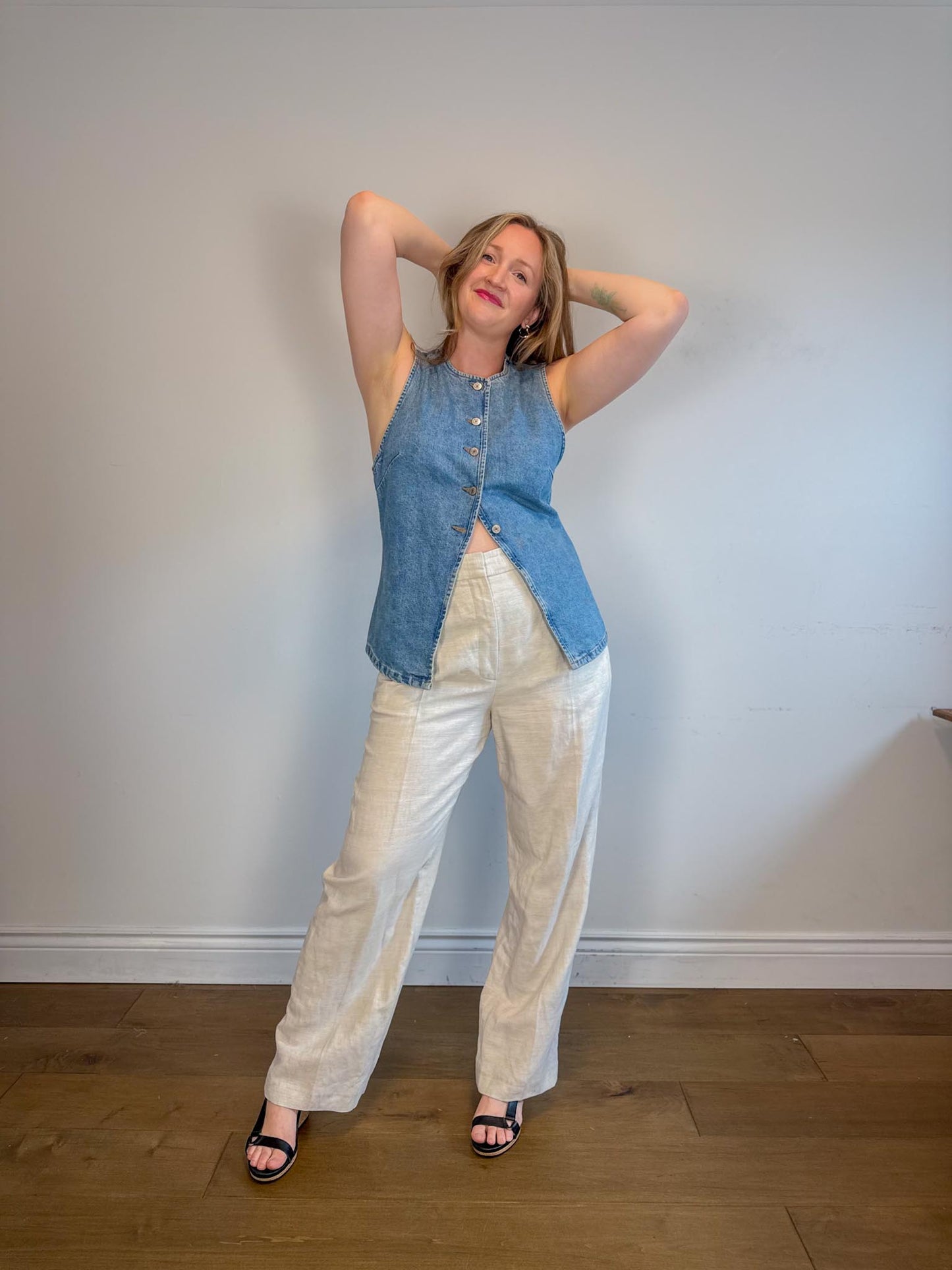 Aritzia Wilfred "The Effortless Pant in Linen Oatmeal" (Size 14)