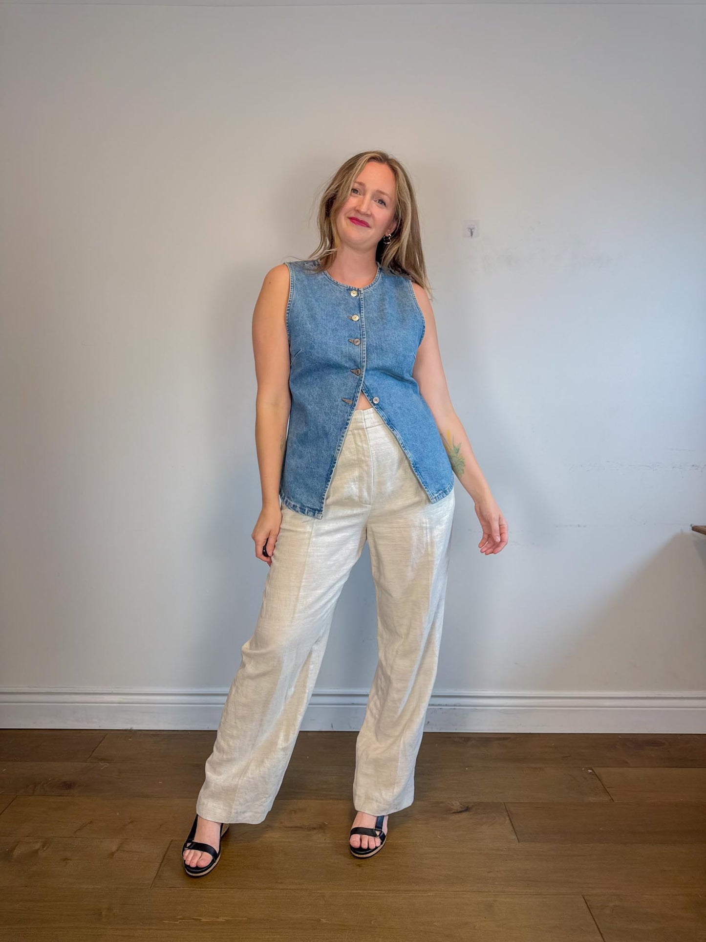 Aritzia Wilfred "The Effortless Pant in Linen Oatmeal" (Size 14)