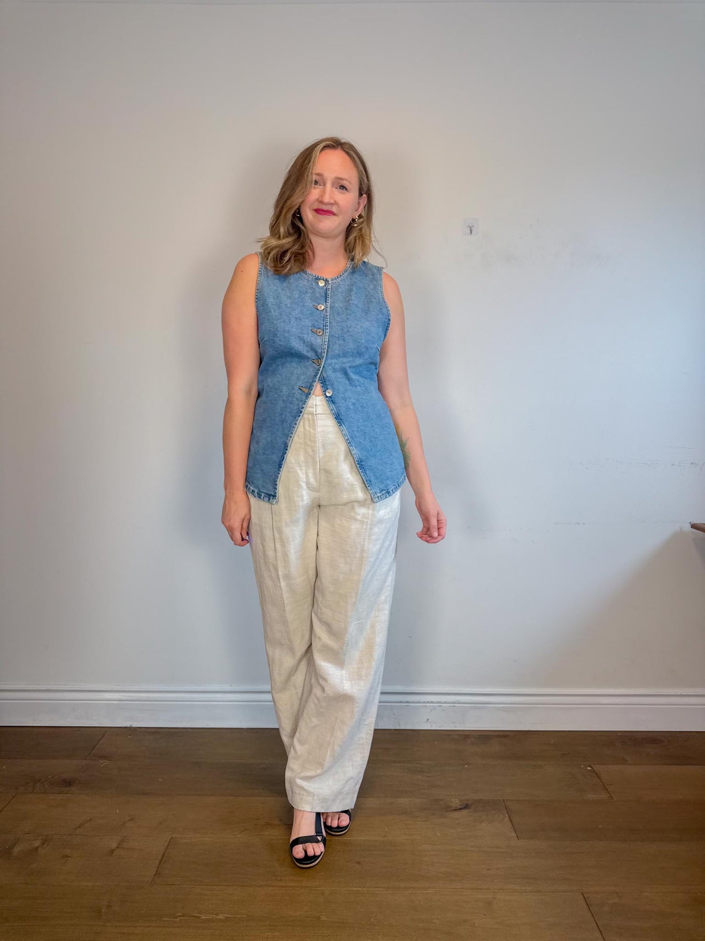 Aritzia Wilfred "The Effortless Pant in Linen Oatmeal" (Size 14)