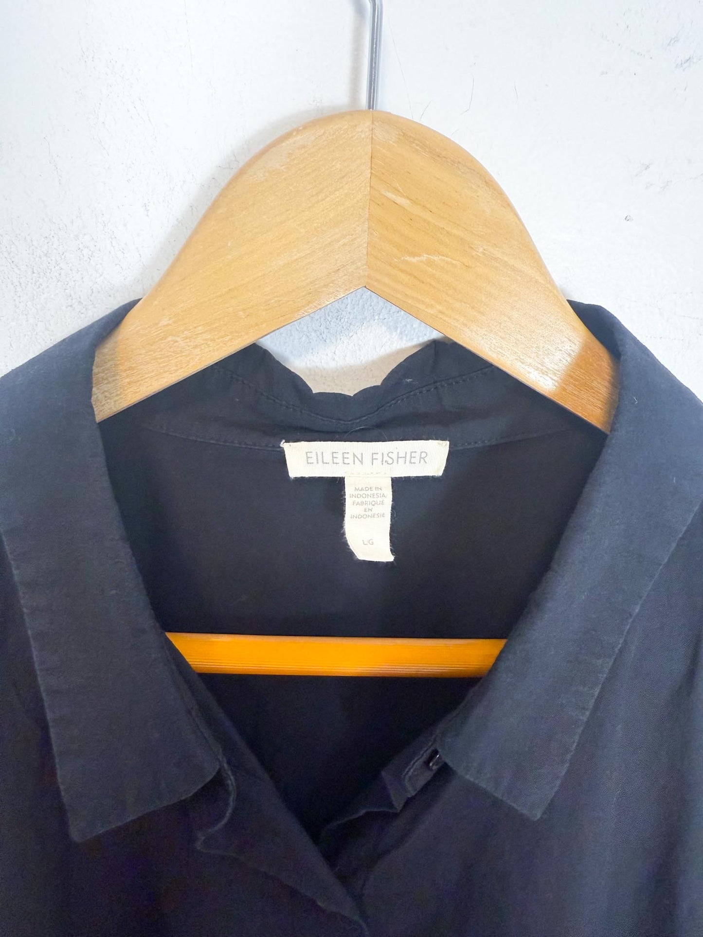 Eileen Fisher Organic Cotton Blouse in Black (Size L)