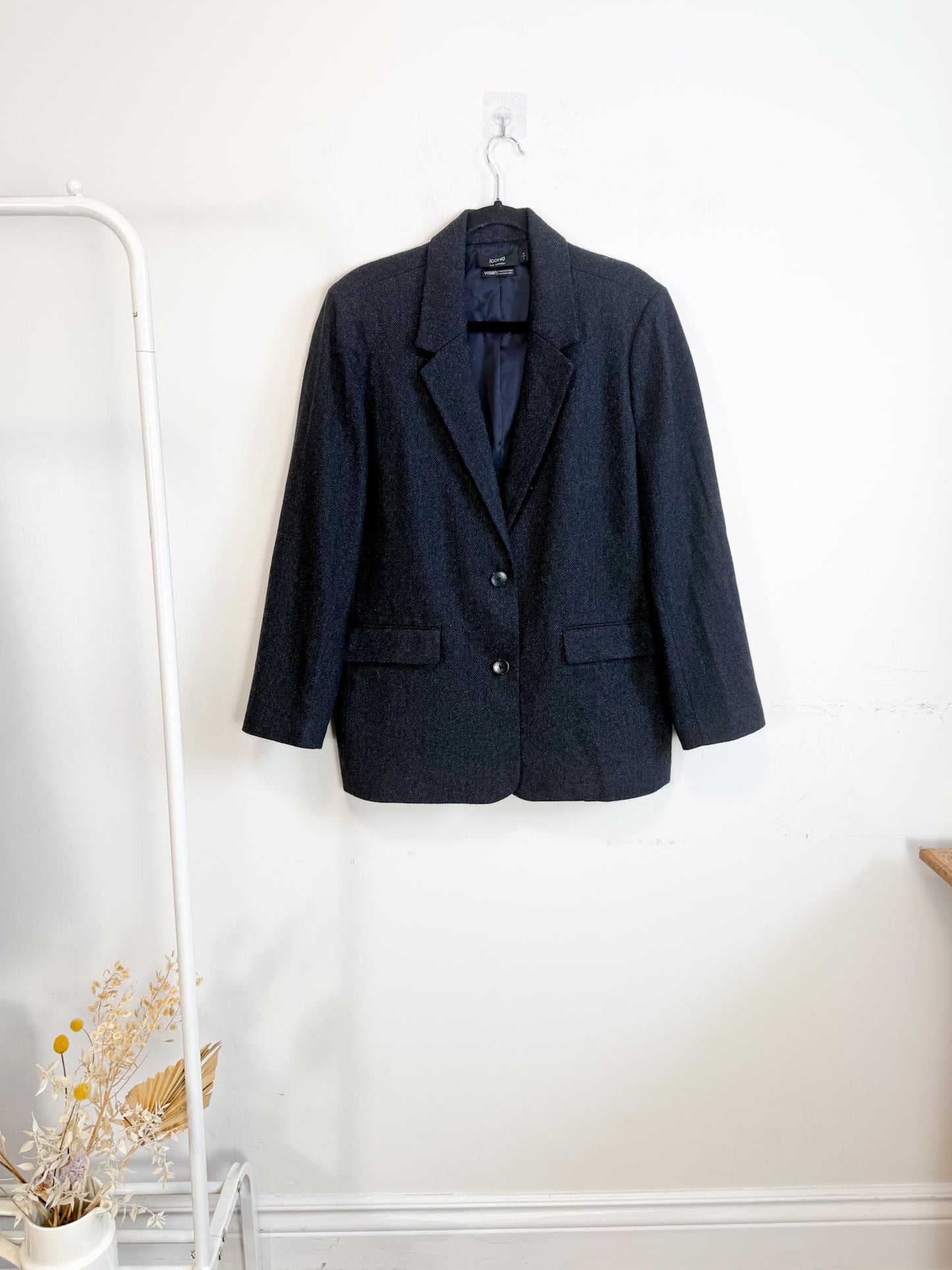 Simons Wool Blend Tweed Blazer in Navy (Size L)