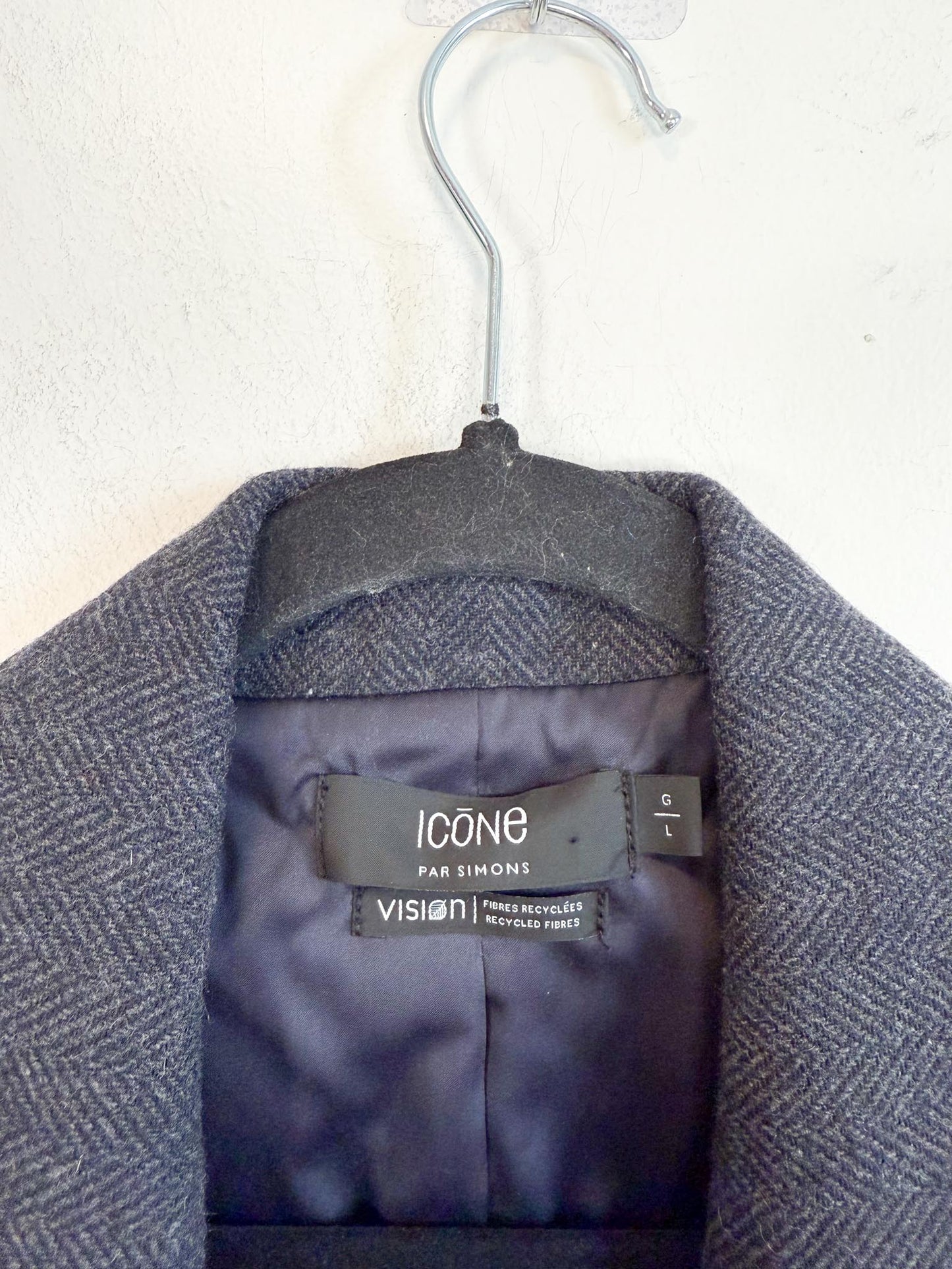 Simons Wool Blend Tweed Blazer in Navy (Size L)