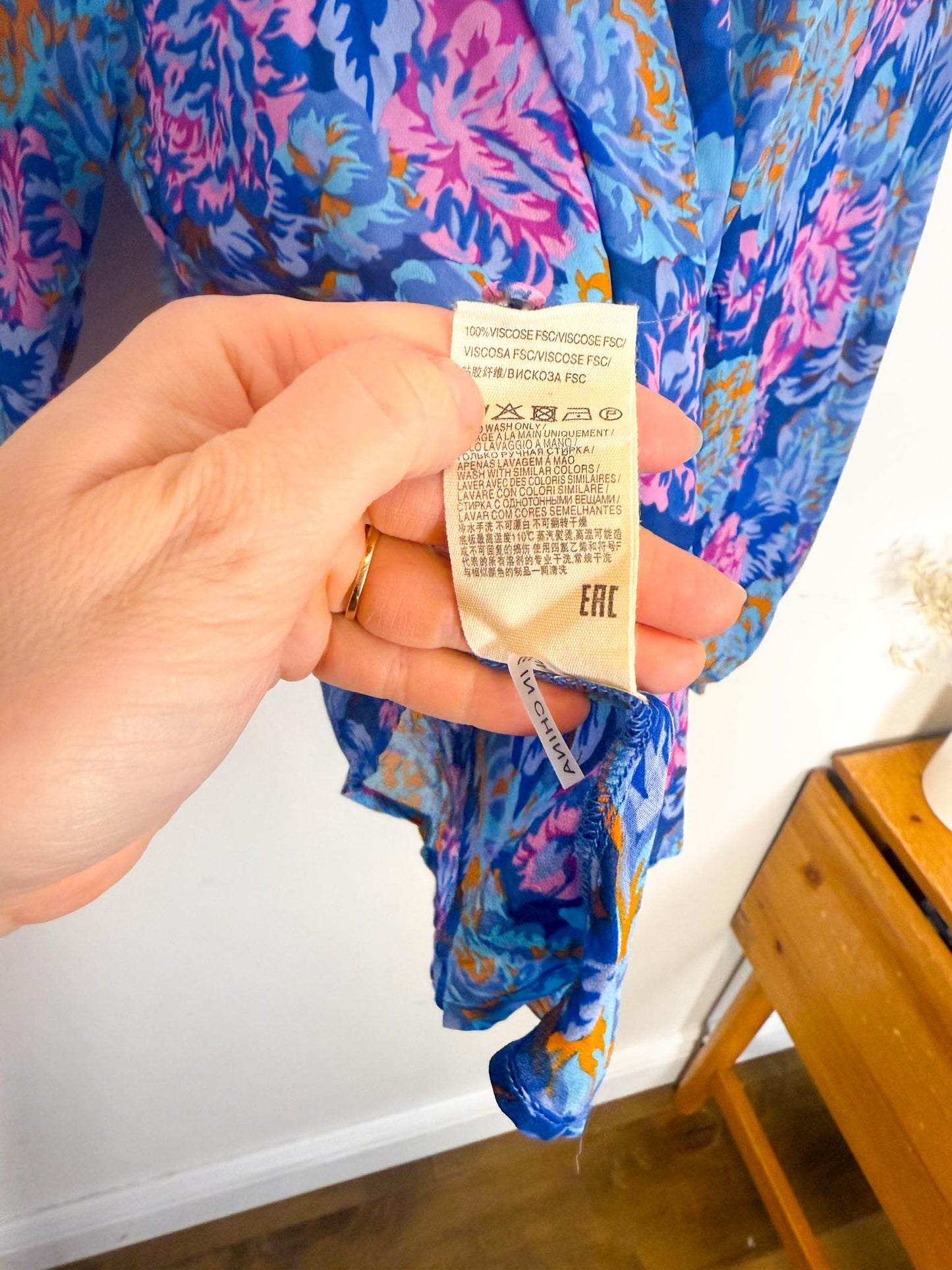 SUNCOO Paris "Linda Floral Printed Blouse in Blue" (Size S/M)